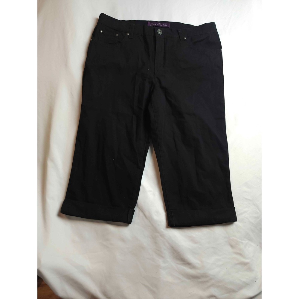 Gloria Vanderbilt Capri Pants Womens Size 10 Black Woven Studded Outdoor Utility